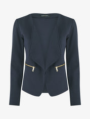Blazer stretch à poches zippées - Bleu marine - 1