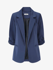 Blazer mi-long à manches à revers - Marine - 1