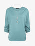 Pull fin oversize manches 3/4 - Bleu - 1