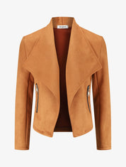 Veste en suédine à pans asymétriques - Camel - 1
