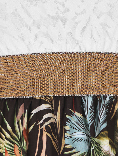 Robe bi-matière imprimé tropical - Noir - 3