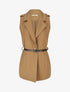 Blazer long uni à boutons métallisés aux épaules - Camel - 4