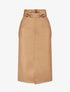 Jupe longue en simili à ceinture stylisée - Camel - 1