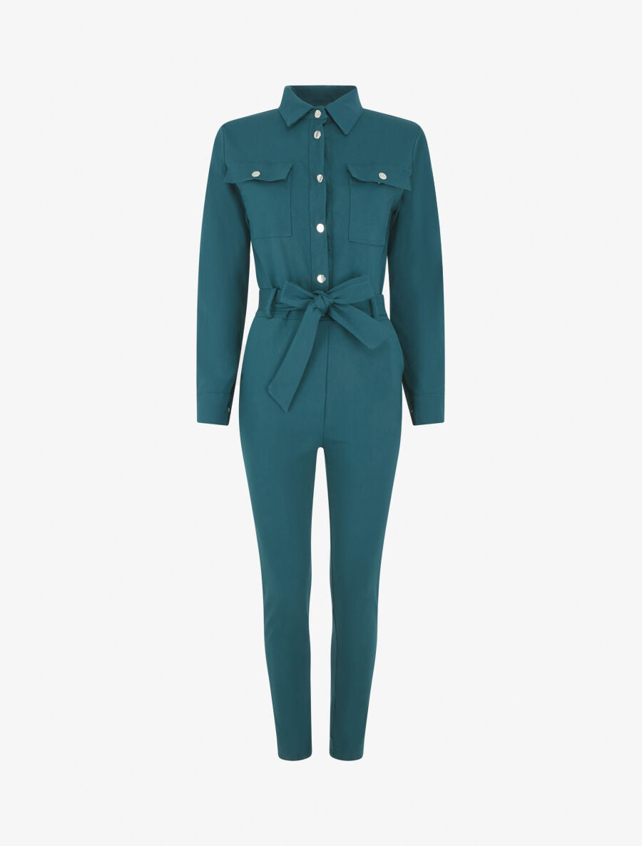 Combinaison stretch coupe slim - Bleu canard - 5