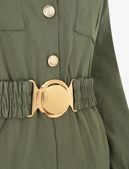 Combinaison ceinturée à poches - Kaki - 3