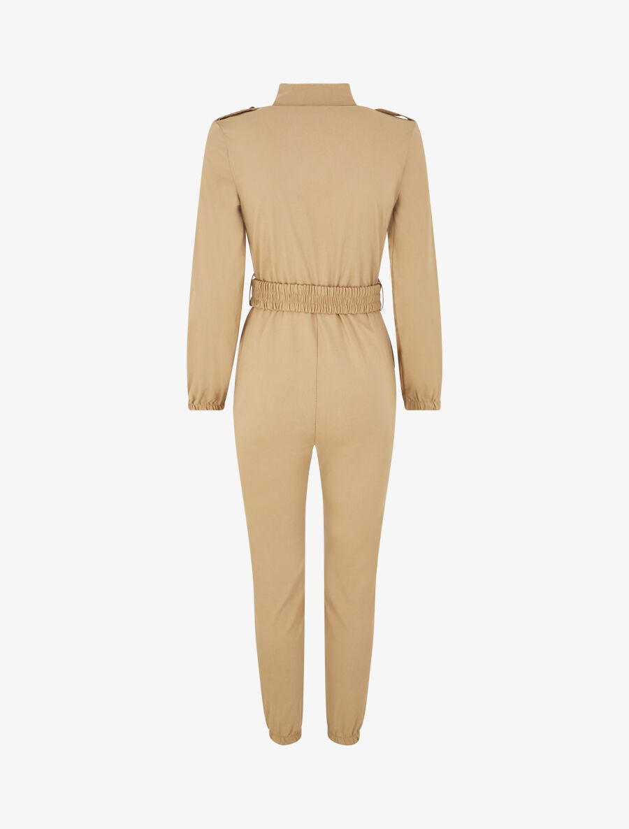 Combinaison ceinturée à poches - Camel - 2