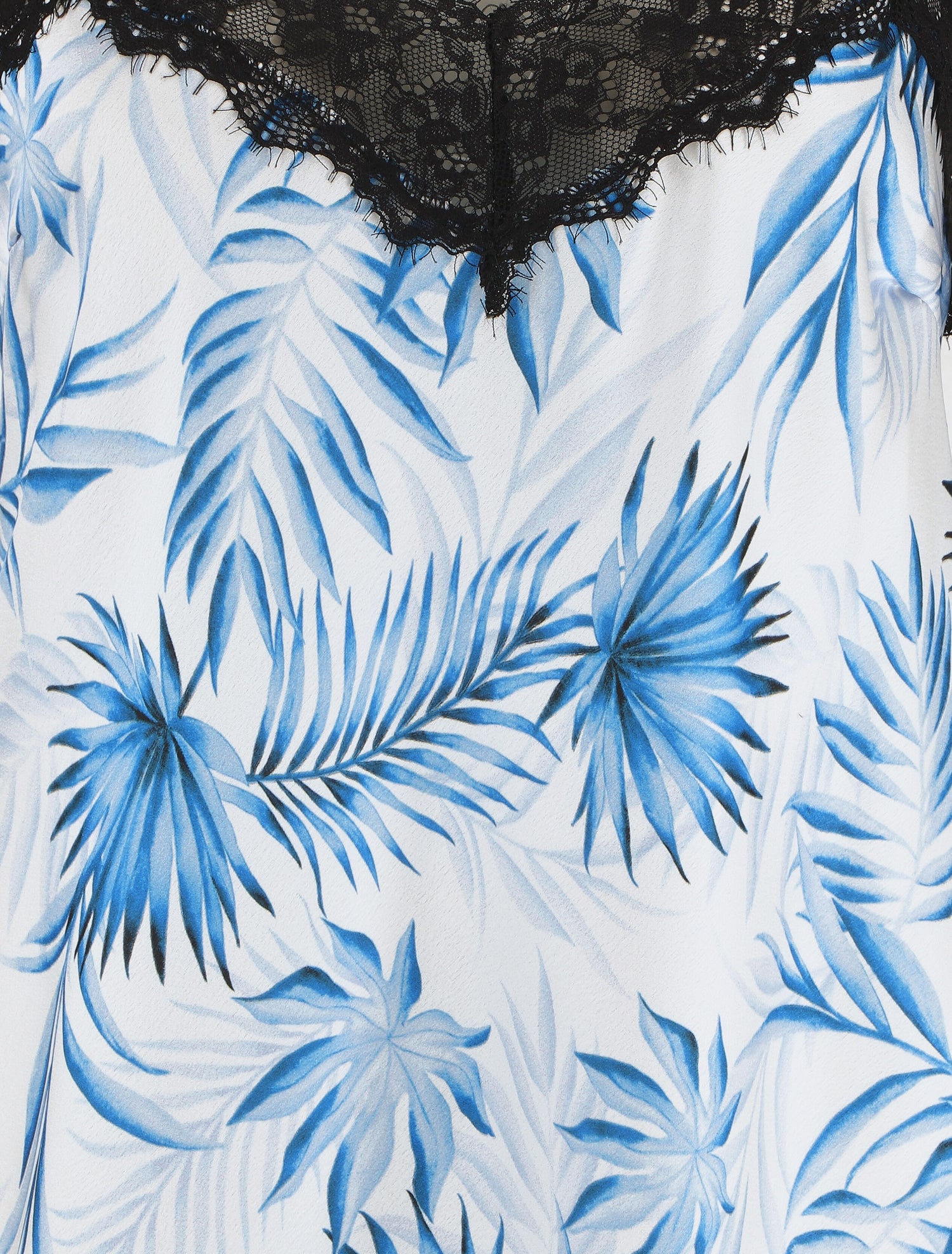 Caraco satiné coupe droite imprimé tropique - Bleu - 3