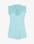 Top satiné à détail dentelle - Turquoise - 4
