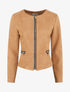 Veste en suédine à zips décoratifs - Camel clair - 1