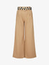 Pantalon ample taille haute élastiquée - Camel - 4