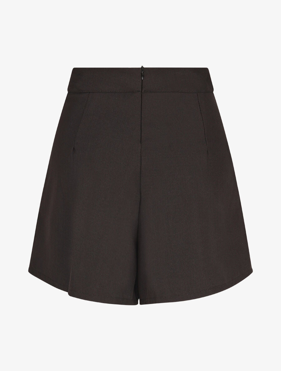 Short évasé taille haute à poches - Noir - 2