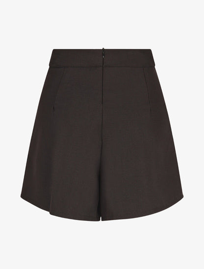 Short évasé taille haute à poches - Noir - 2