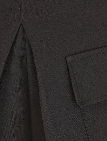 Short évasé taille haute à poches - Noir - 3