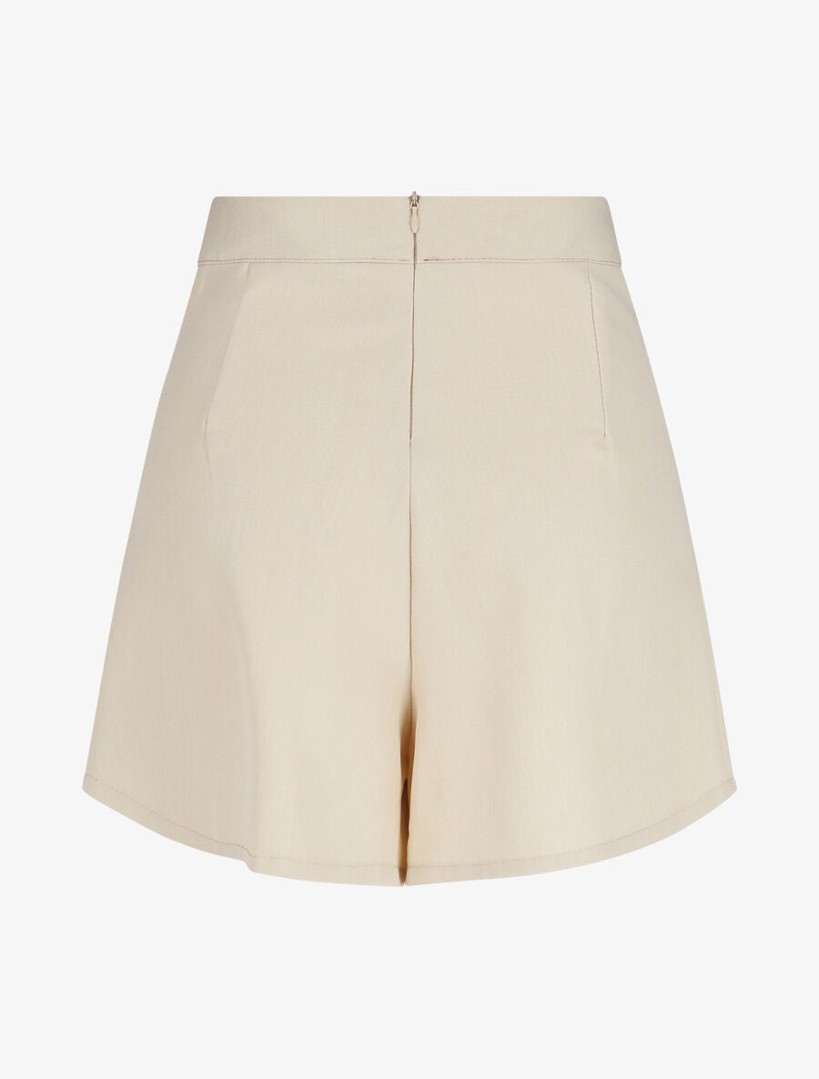 Short évasé taille haute à poches - Beige clair - 2