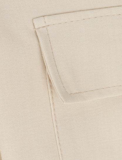 Short évasé taille haute à poches - Beige clair - 3