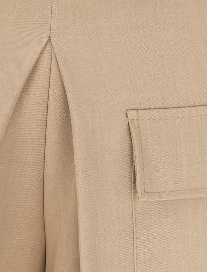 Short évasé taille haute à poches - Beige foncé - 3