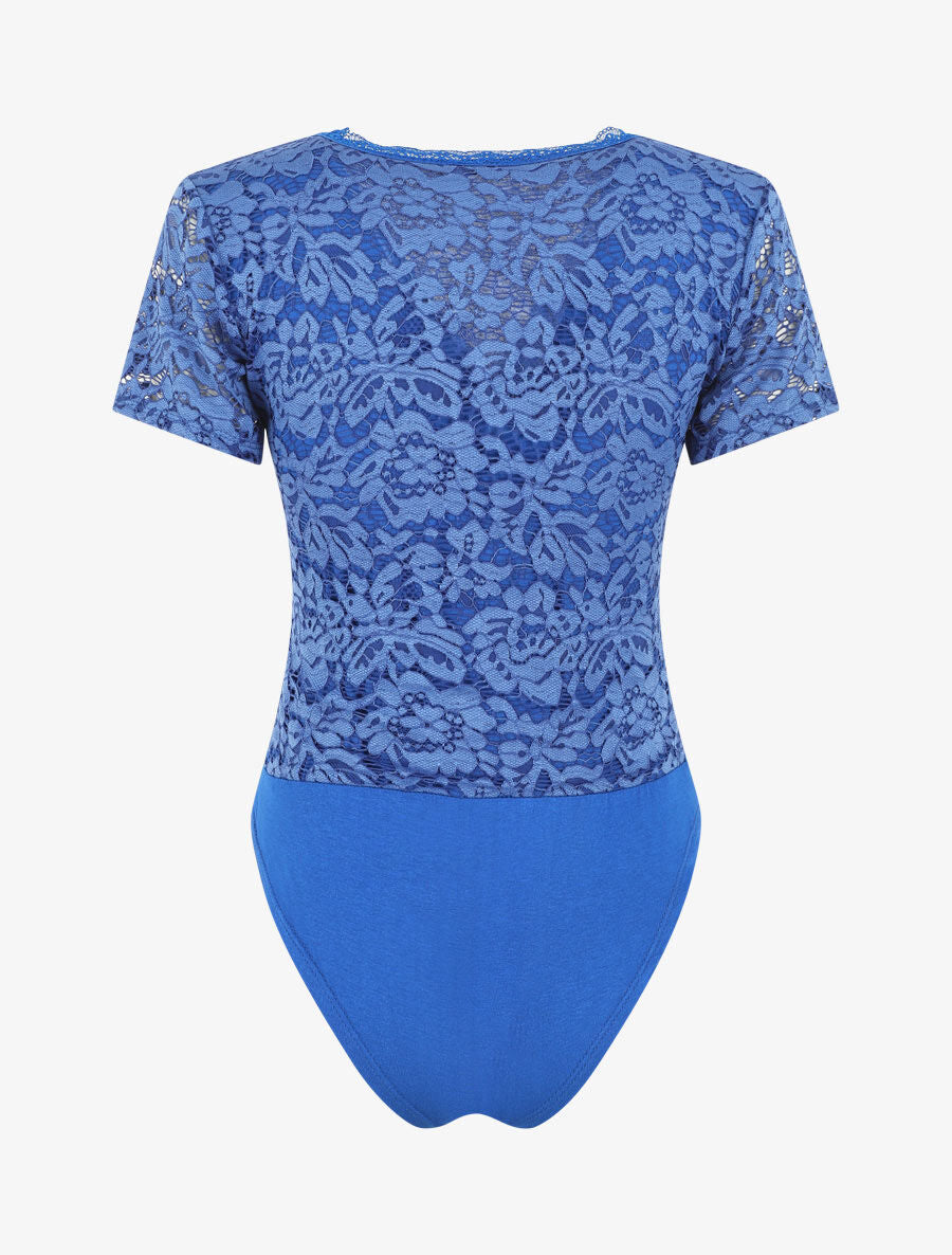 Haut En Dentelle Bleu Glace New Look - Taille 6, Coupe Slim, Sans Manches, Occasion En Très Bon état, Style Basique Décontracté