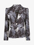 Blazer ajustée imprimé feuilles tropicales - Noir - 4