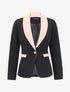 Blazer slim à col et poches contrastants - Noir - 1