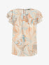Top droit fleuri manches courtes volantées - Beige - 1