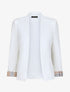 Blazer slim uni à revers imprimé carreaux - Blanc - 4