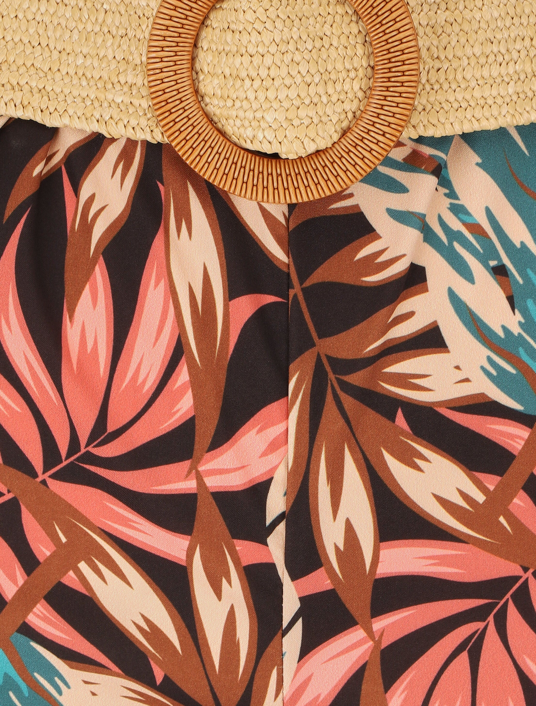 Pantalon ample imprimé tropical - Noir - 3