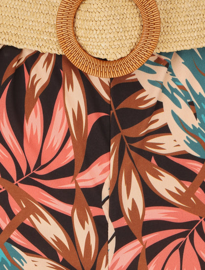 Pantalon ample imprimé tropical - Noir - 3