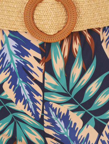 Pantalon ample imprimé tropical - Marine - 3