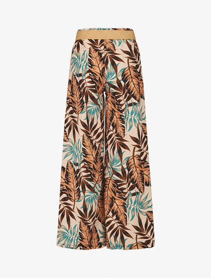 Pantalon ample imprimé tropical - Beige - 2
