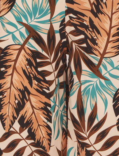 Pantalon ample imprimé tropical - Beige - 3