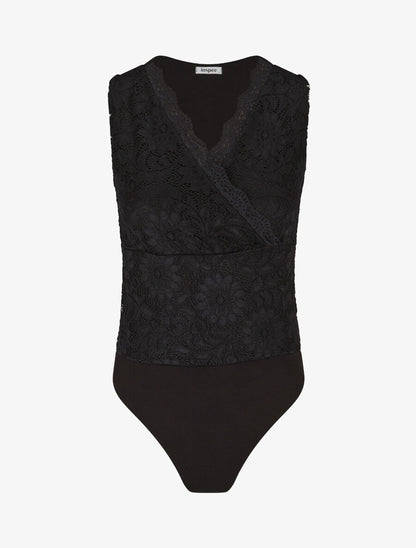 Body sans manches en dentelle - Noir - 4