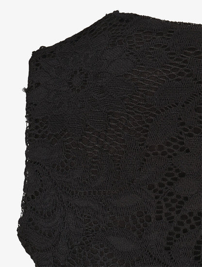 Body sans manches en dentelle - Noir - 3