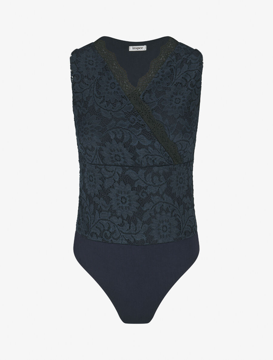Body sans manches en dentelle - Marine - 4