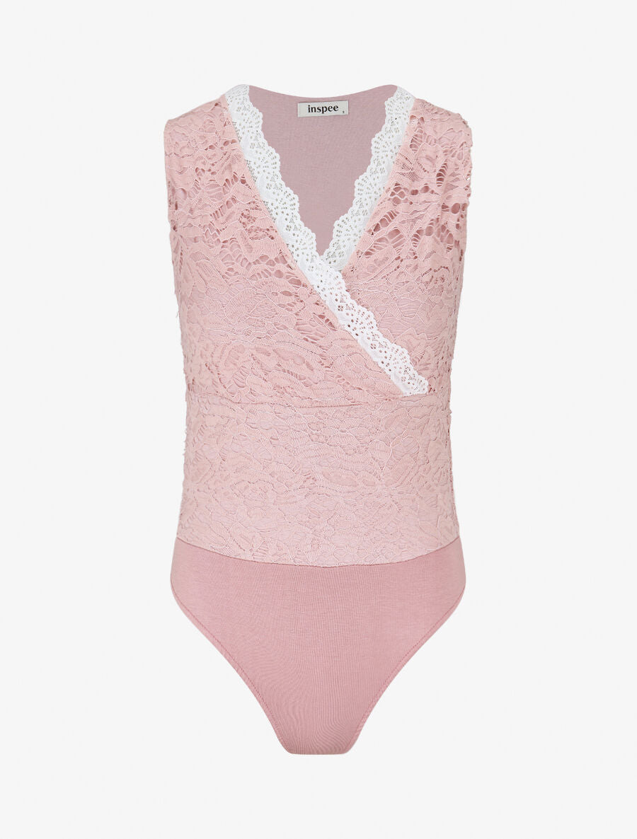 Body sans manches en dentelle - Rose - 1