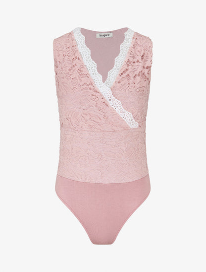 Body sans manches en dentelle - Rose - 1