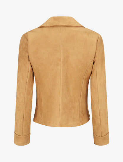 Veste en suédine à zips décoratifs et fermeture zippée - Camel clair - 2
