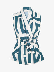 Top élastiqué imprimé graphique - Marine - 6