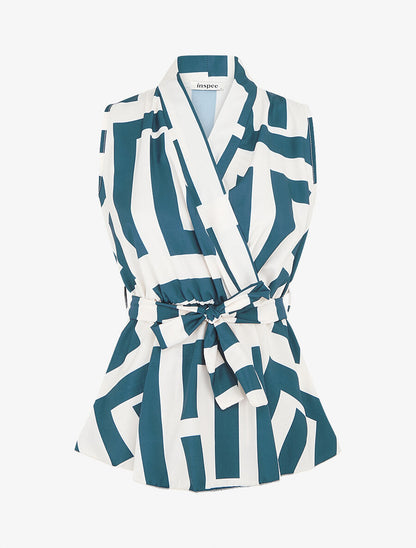 Top élastiqué imprimé graphique - Marine - 6