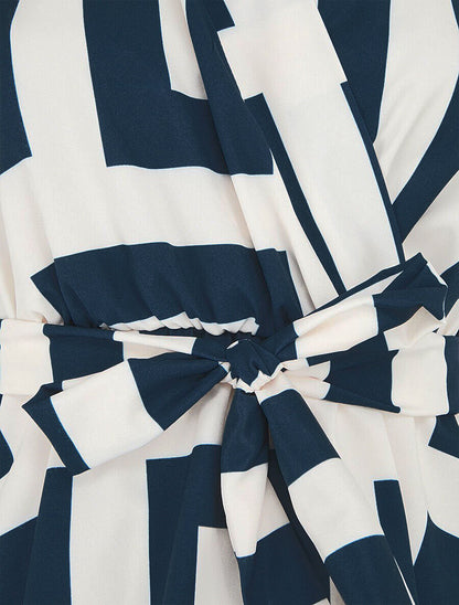 Top élastiqué imprimé graphique - Marine - 4