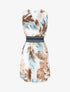 Robe mi-longue sans manches irisée motif tropical - Beige - 1