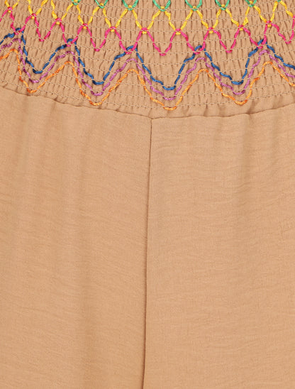 Pantalon ample taille haute uni - Camel - 3