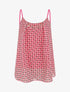 Top mosaïque en voile à bretelles et bijou - Fushia - 1