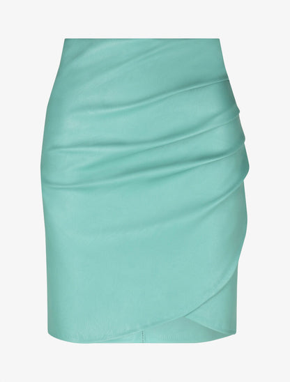Jupe ajustée et plissée en simili fendue - Vert d&