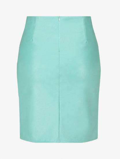 Jupe ajustée et plissée en simili fendue - Vert d&