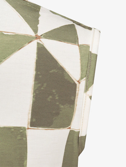 Top sans manches col bénitier imprimé graphique - Kaki - 3