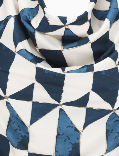 Top sans manches col bénitier imprimé graphique - Bleu - 3