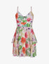 Robe patineuse courte à volants imprimé hibiscus - Rose - 4