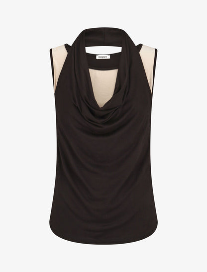 Top style 2 en 1 ajusté et sans manches - Beige - 1