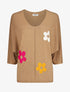 Pull fin à motif trois fleurs - Camel - 1