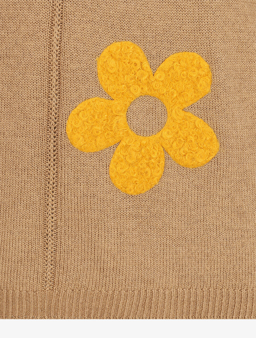 Pull fin à motif trois fleurs - Camel - 3